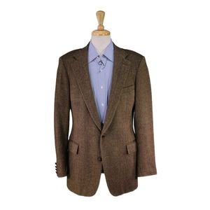 Polo Ralph Lauren Vintage Brown Donegal Tweed 2-Btn Shooting Blazer Jacket 40R